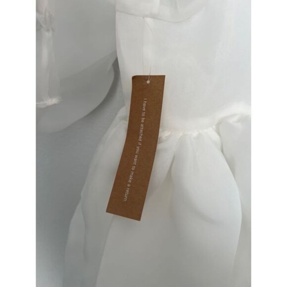 OPT White Puff Sleeve Midi‎ Dress Square Neck Romantic Summer Wedding - Picture 8 of 8